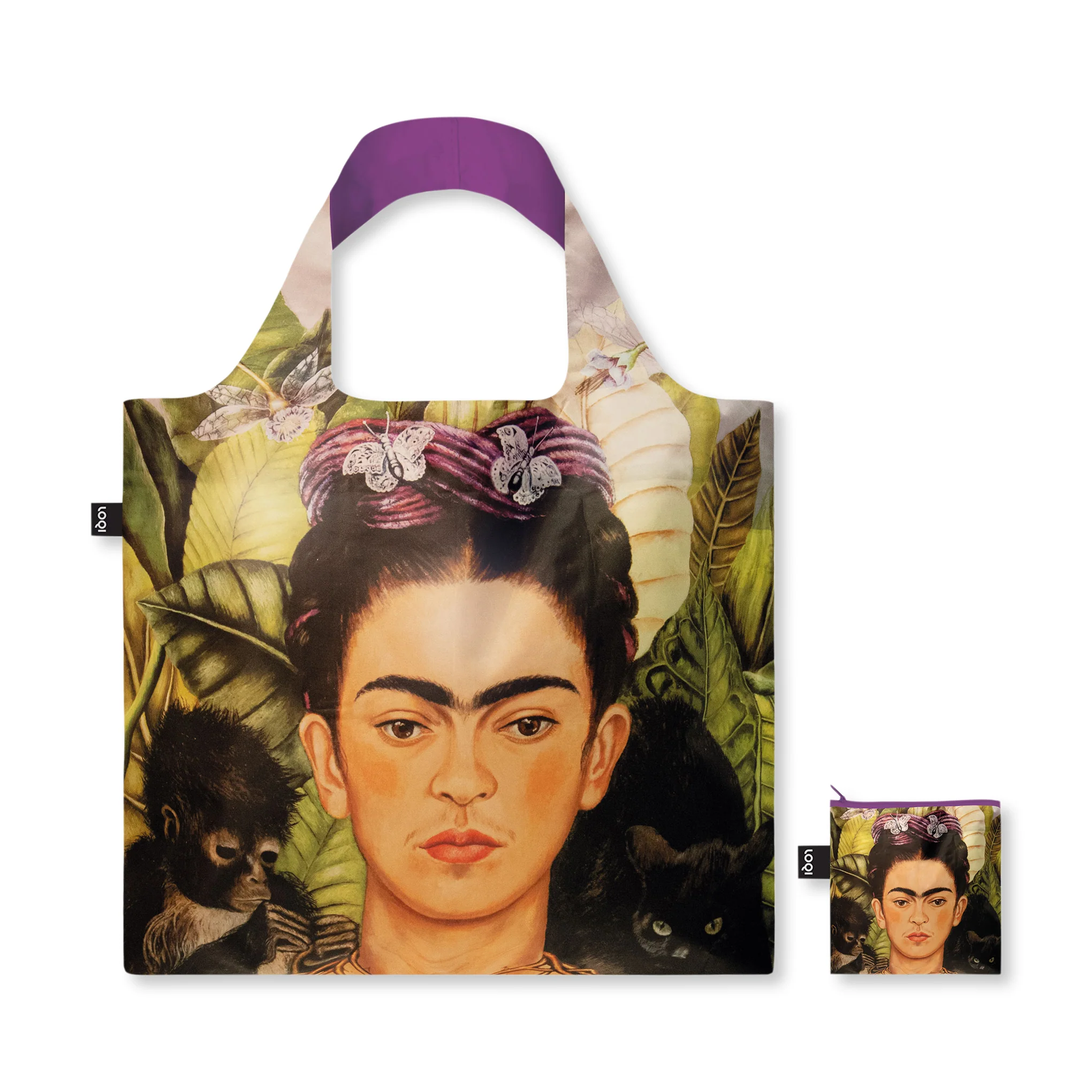 Loqi Recycled Polyester Artist Tote Bag - Frida Kahlo- Hummingbird