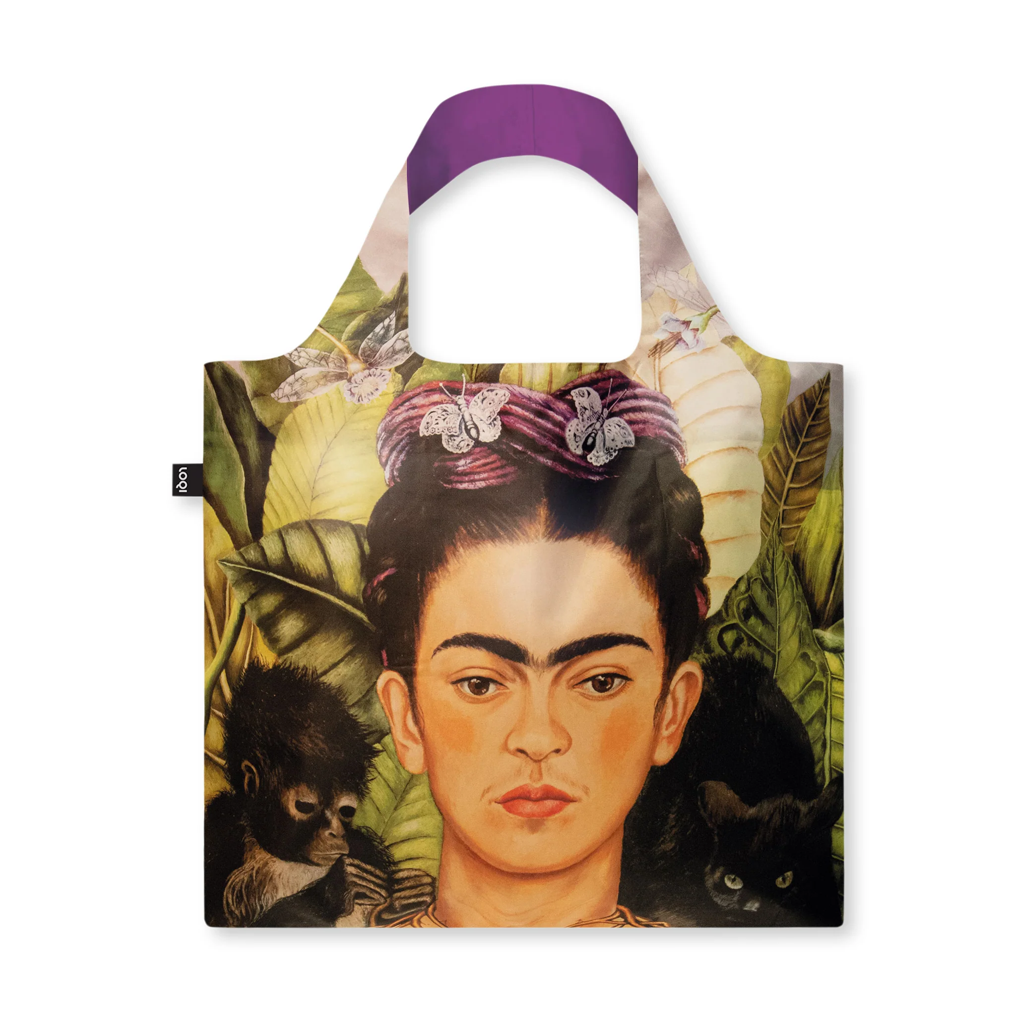 Loqi Recycled Polyester Artist Tote Bag - Frida Kahlo- Hummingbird - Image 4