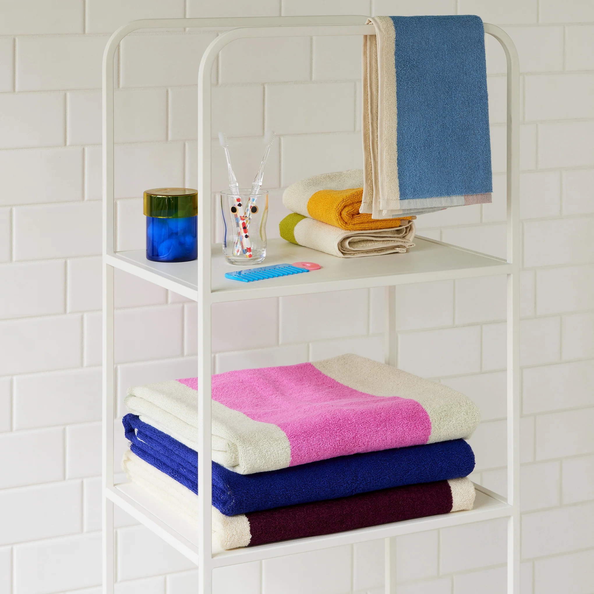 Martens Cotton Towels - Yellow/ Bordeaux - Image 2