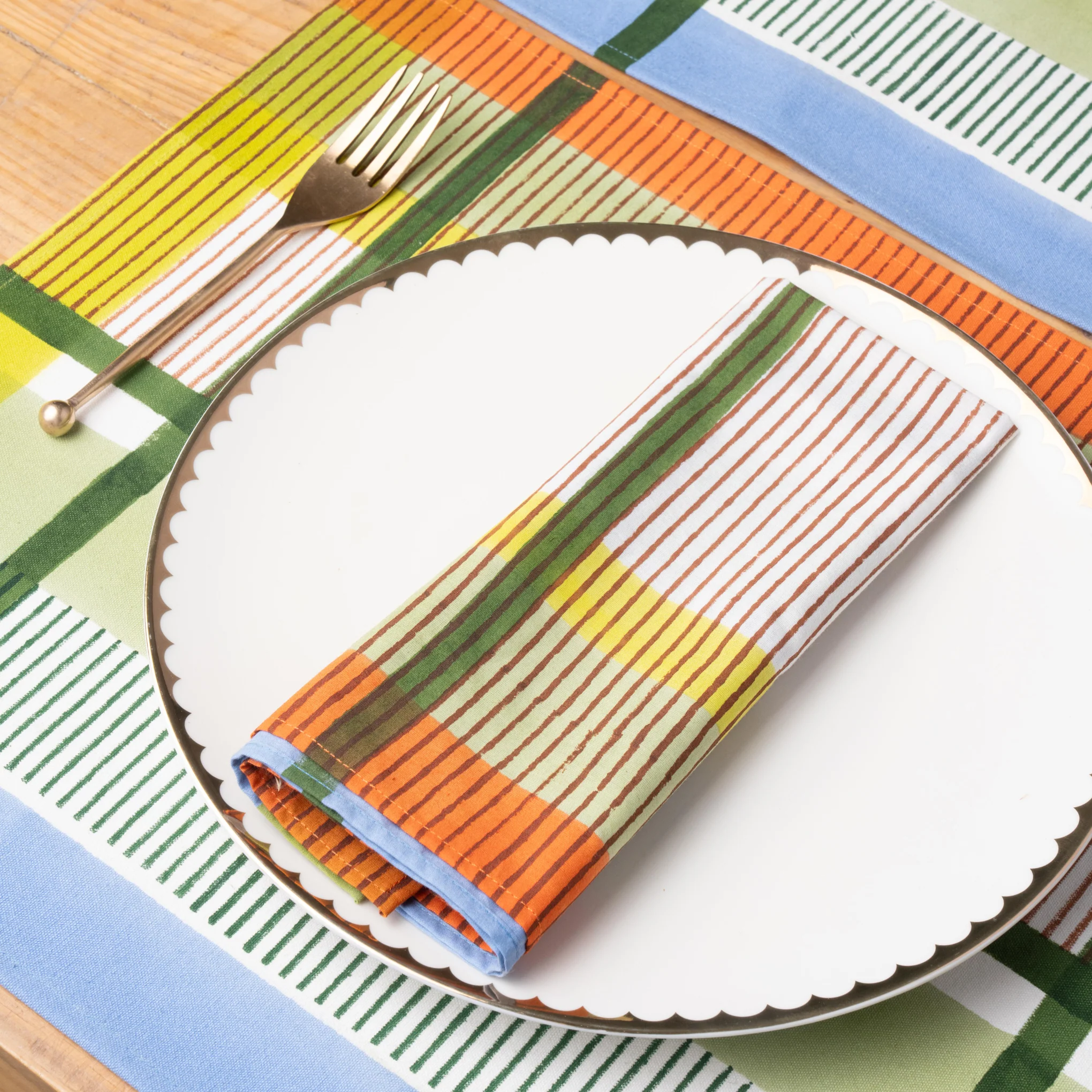 Modernist Stripe Cotton Table Linens - Napkins S/4 - Image 3