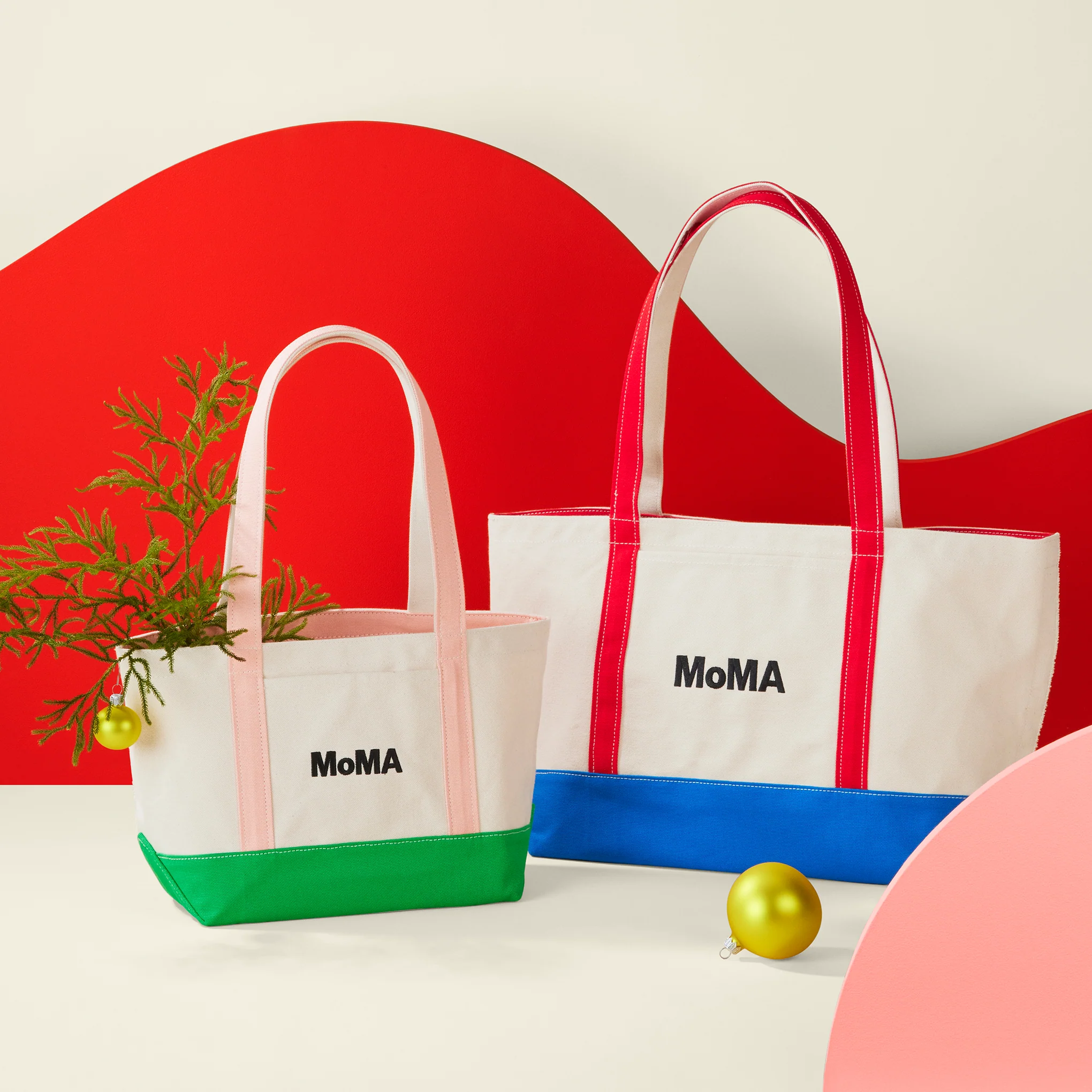 MoMA Baggu Heavyweight Canvas Tote - Pink/ Green - Image 5