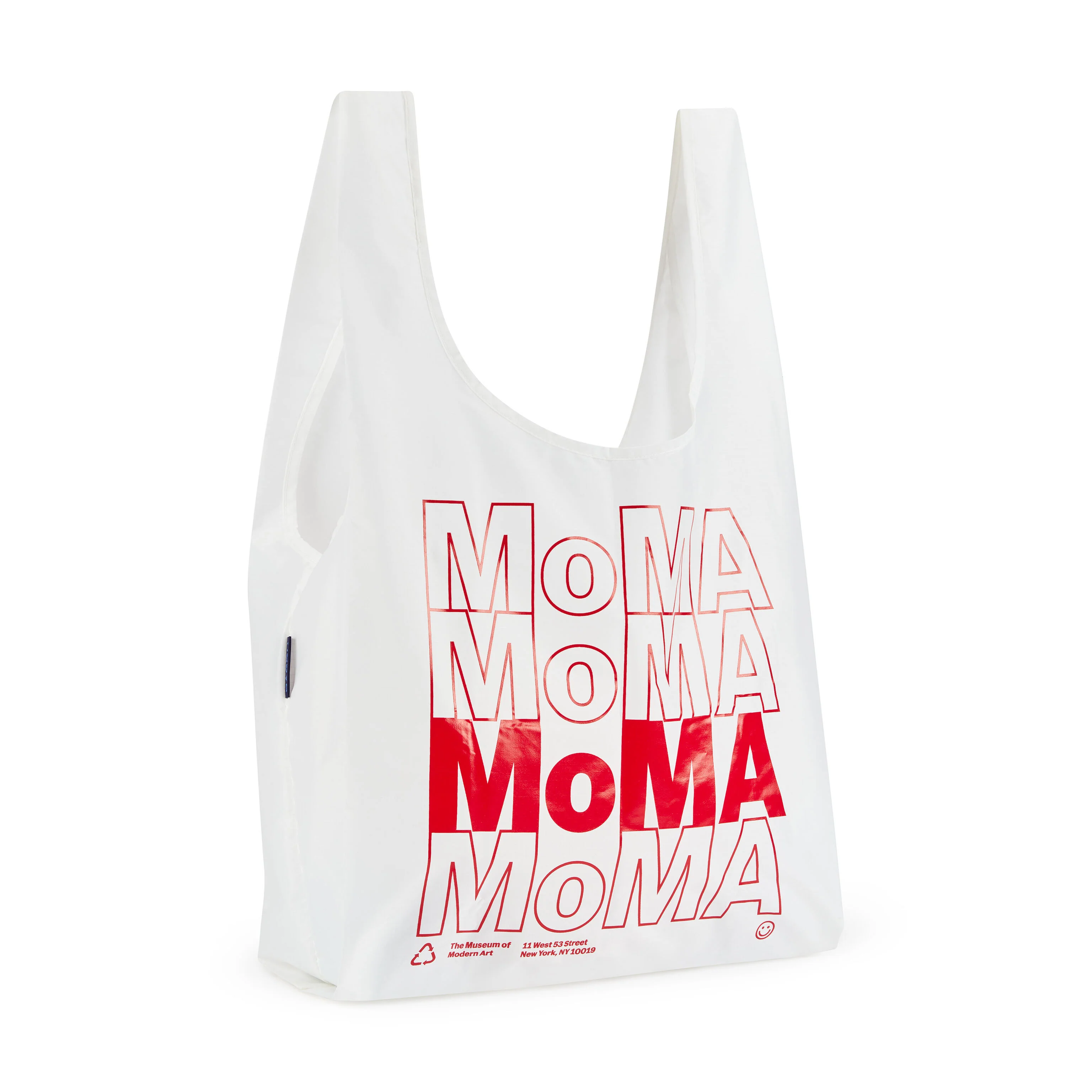 MoMA Baggu Recycled Nylon Standard Tote Bag - White - Image 3