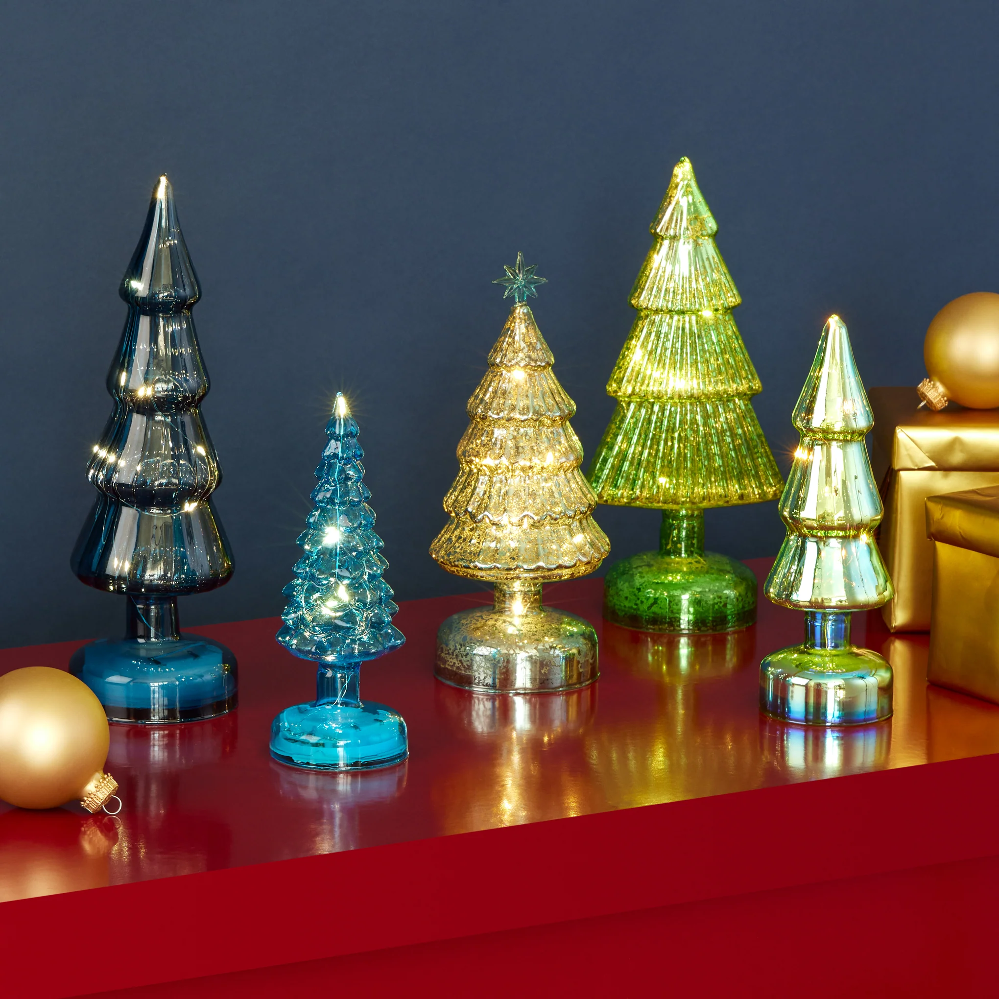 MoMA Colorful LED Lighted Trees - Set of 5 - Small - Blue - Image 3