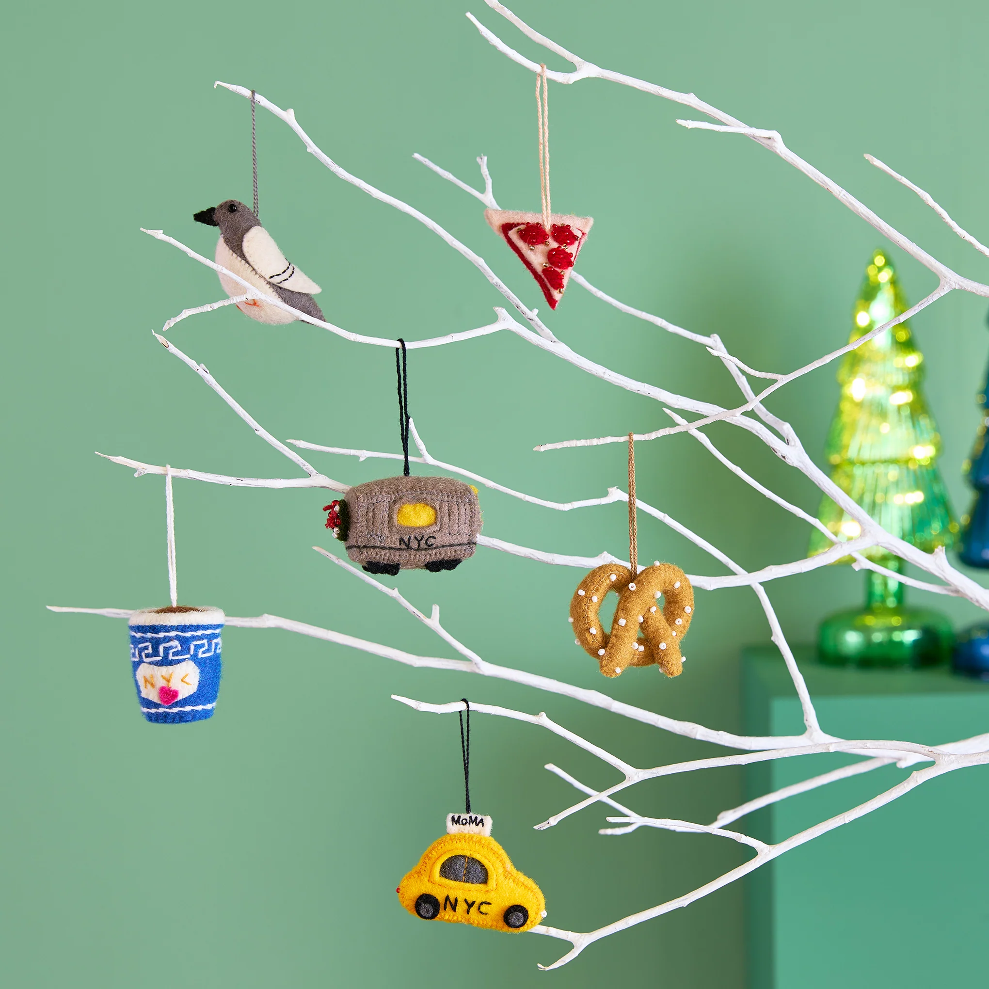 MoMA NYC Mini Felt Holiday Ornaments - Set of 6 - Image 2