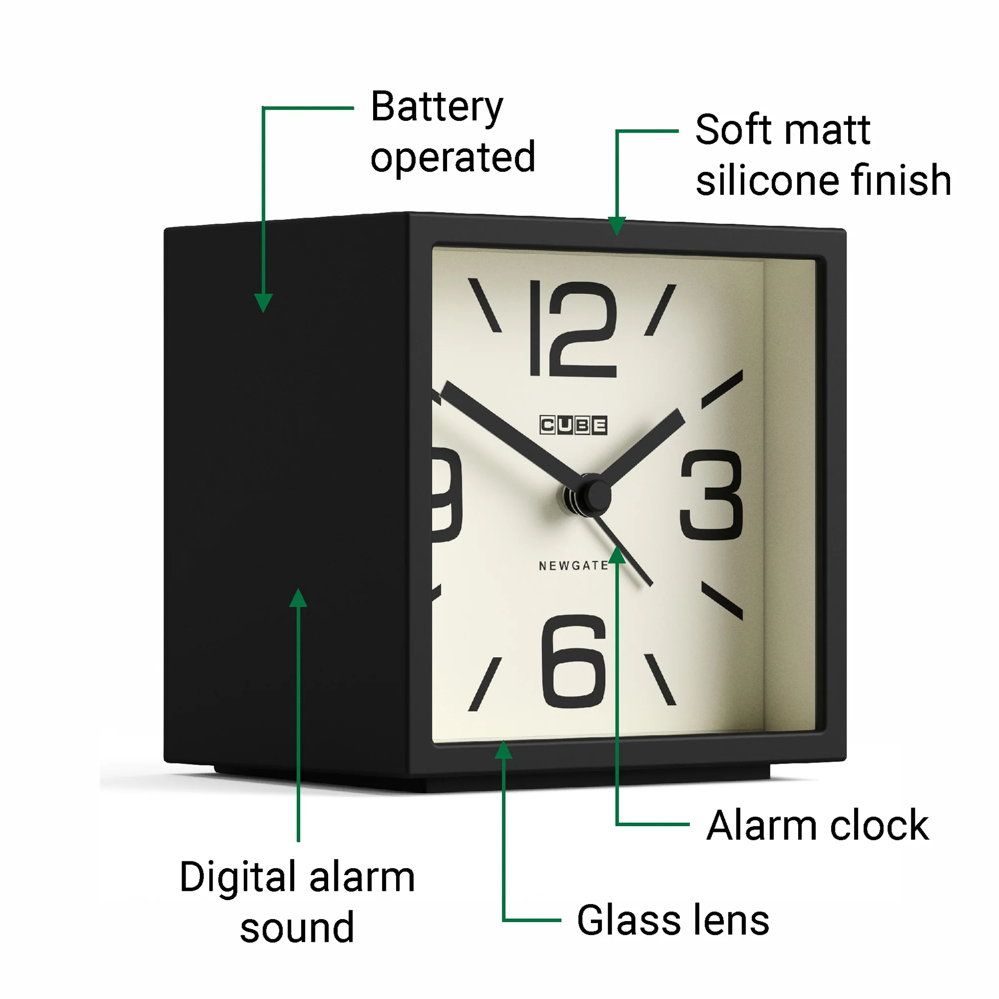 Newgate Cube Alarm Clock - Black - Image 5
