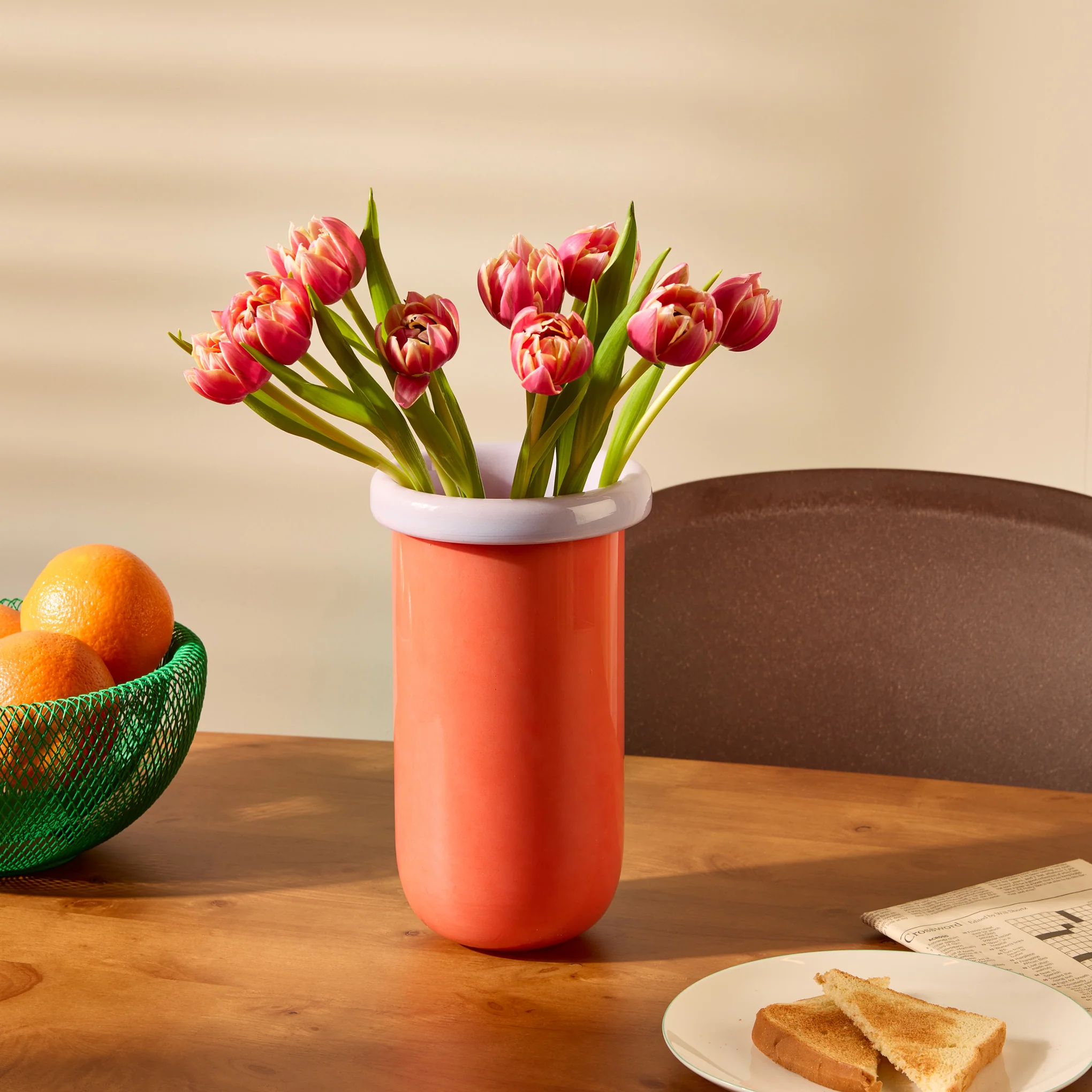 Plegado Glass Vase - Orange/ Pale Pink - Image 2