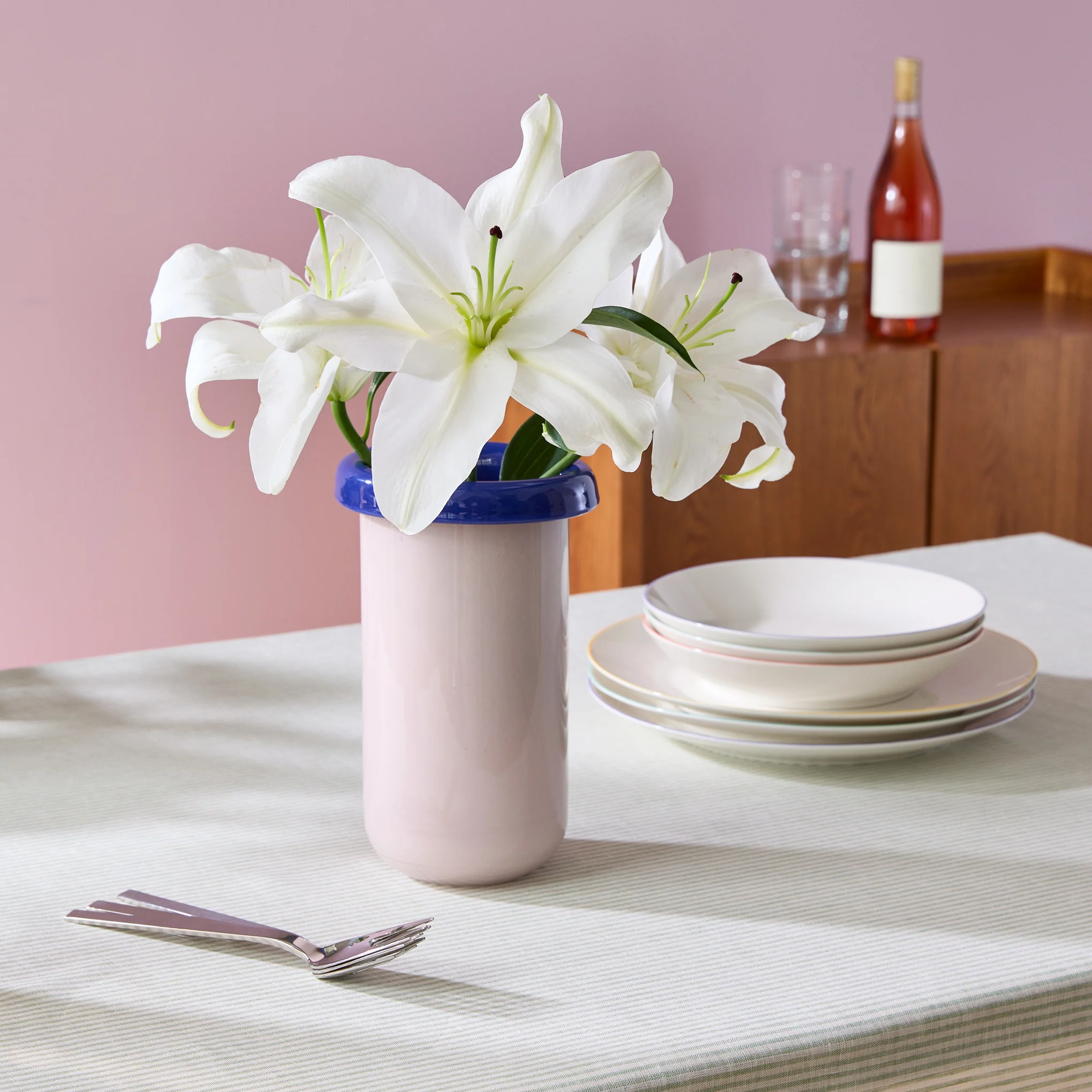 Plegado Glass Vase - Pale Pink/ Cobalt - Image 2
