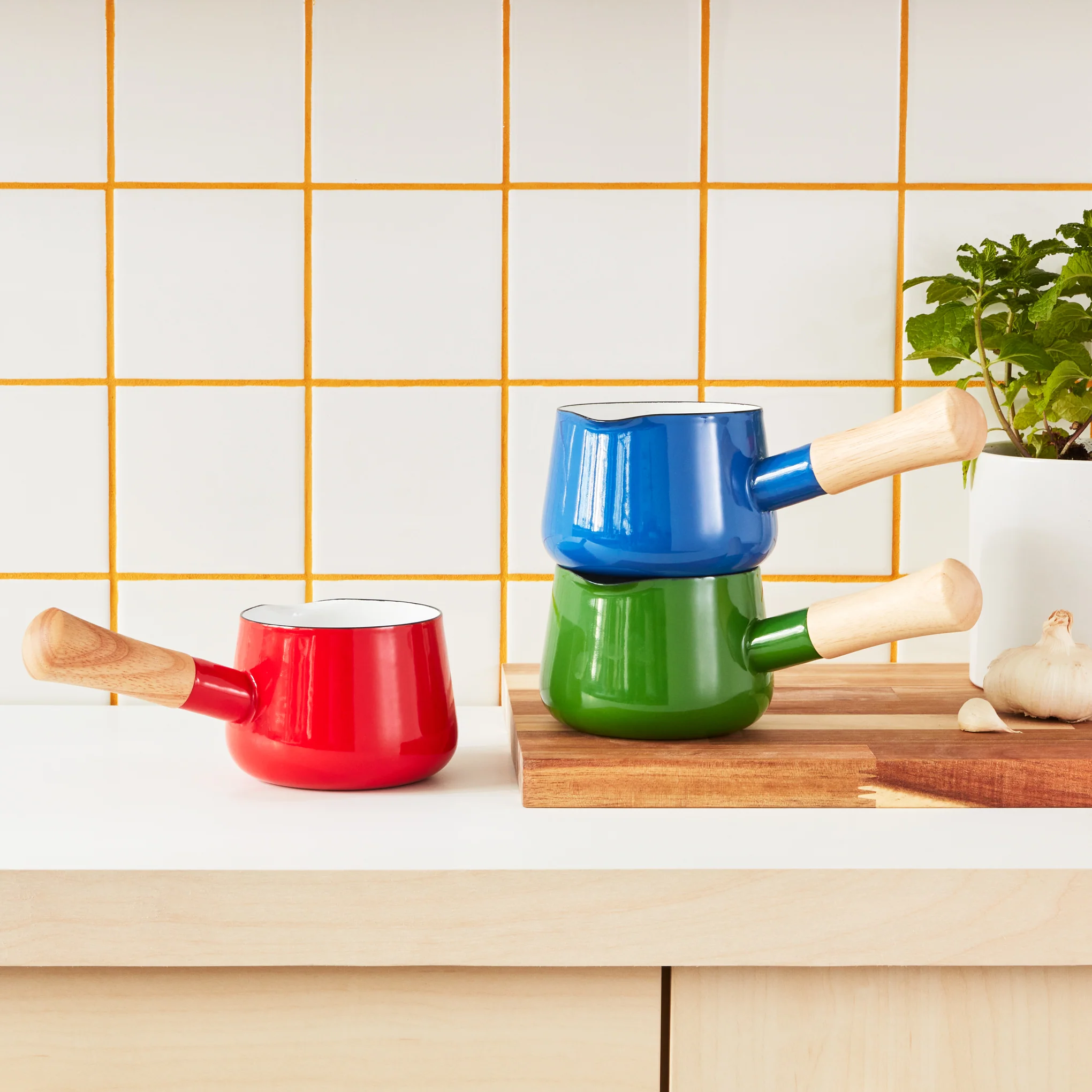 Porcelain Enamel Milk Pan - Red - Image 5