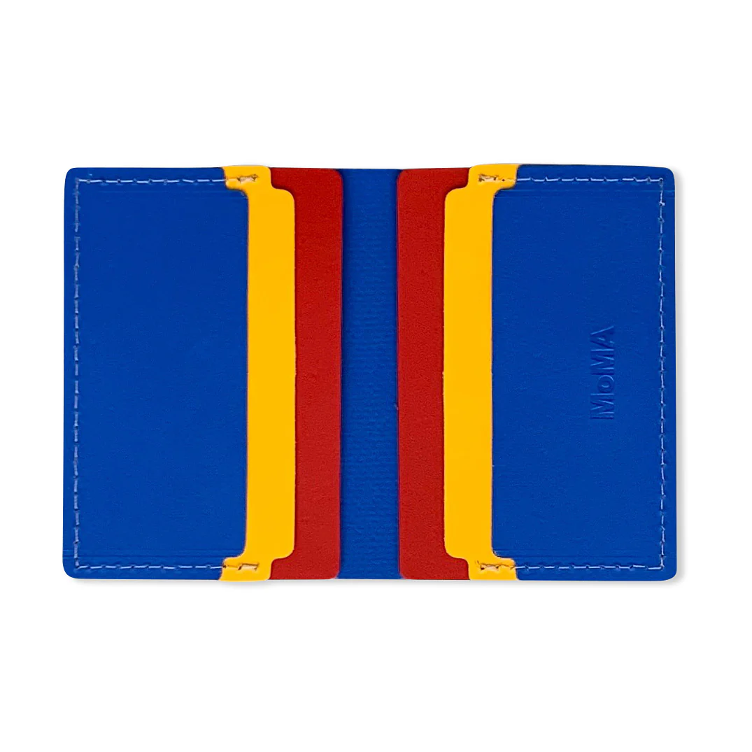 Primary Recycled Leather Wallet - Blue/ Red - Image 2