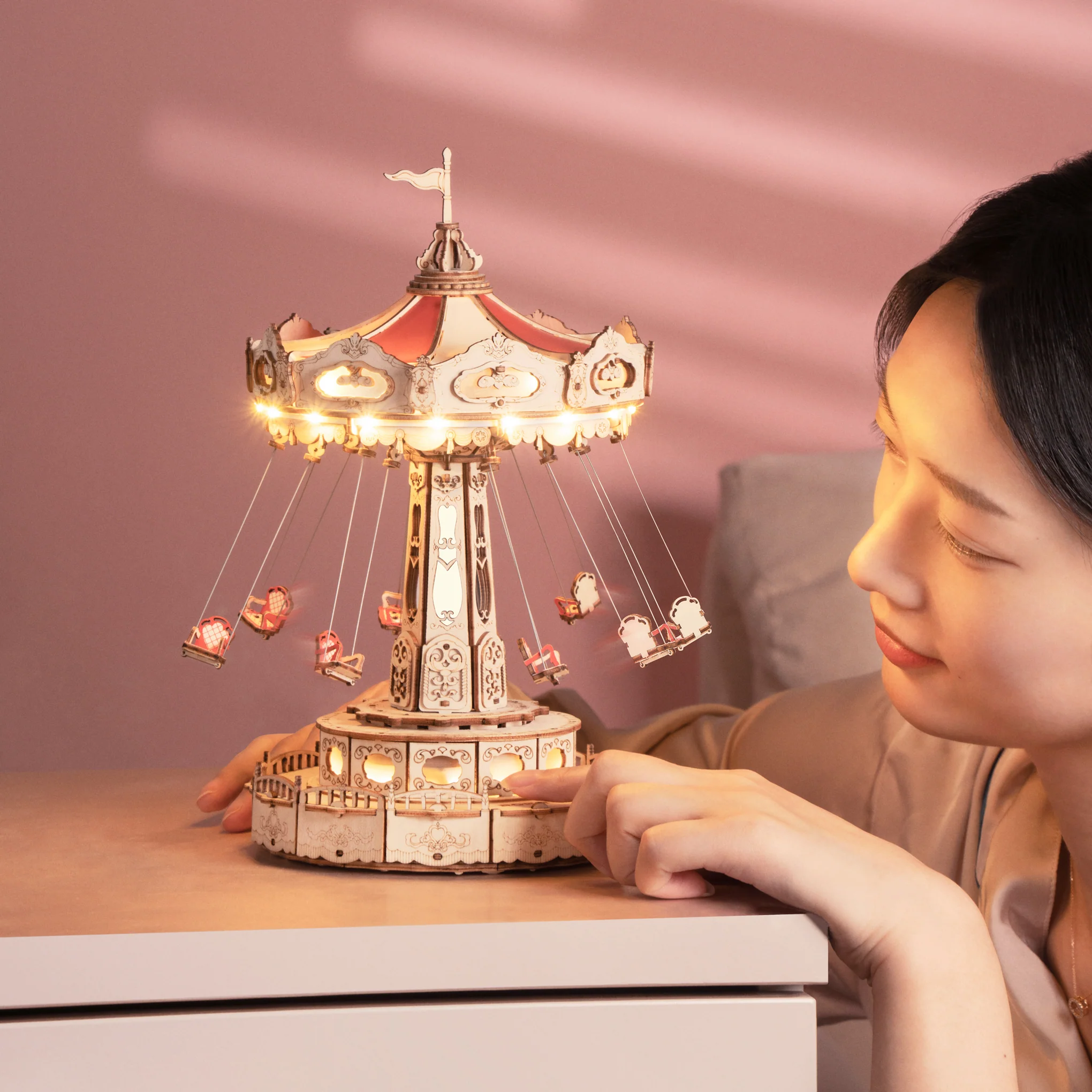 Rolife DIY Swing Ride Music Box 3D Wooden Puzzle - Image 2