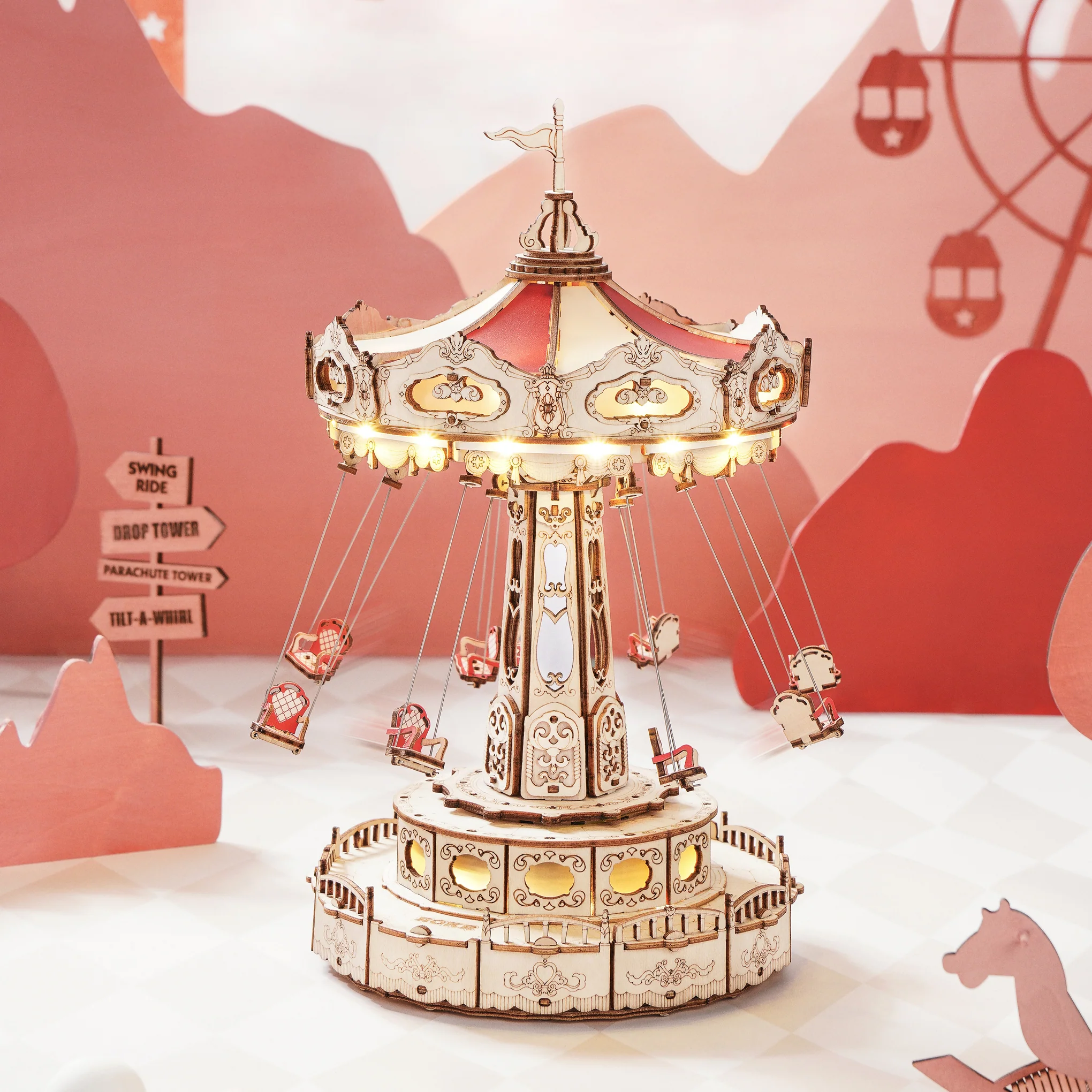 Rolife DIY Swing Ride Music Box 3D Wooden Puzzle - Image 3