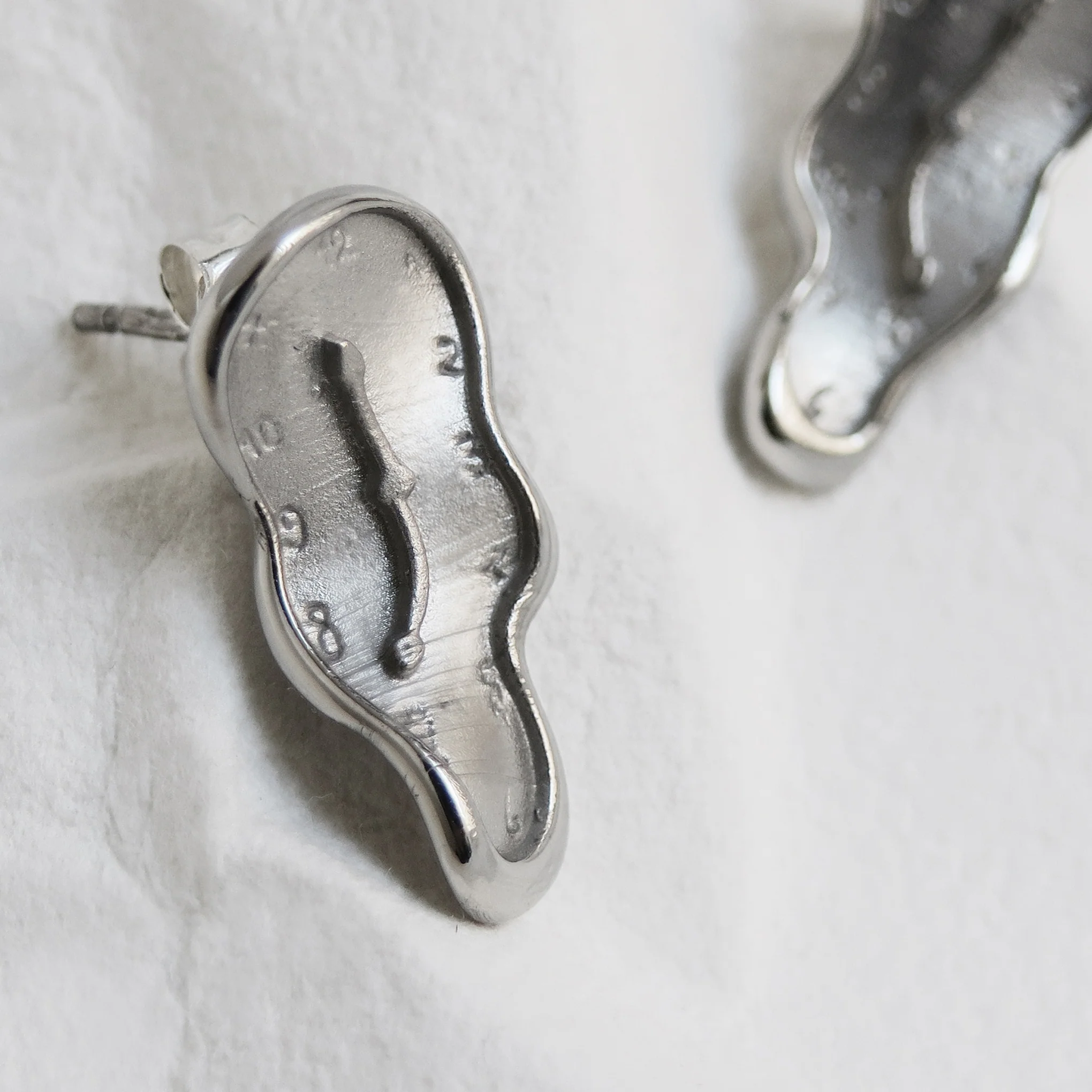 Salvador Dalí Gold-Plated Melting Clock Post Earrings - Silver - Image 3