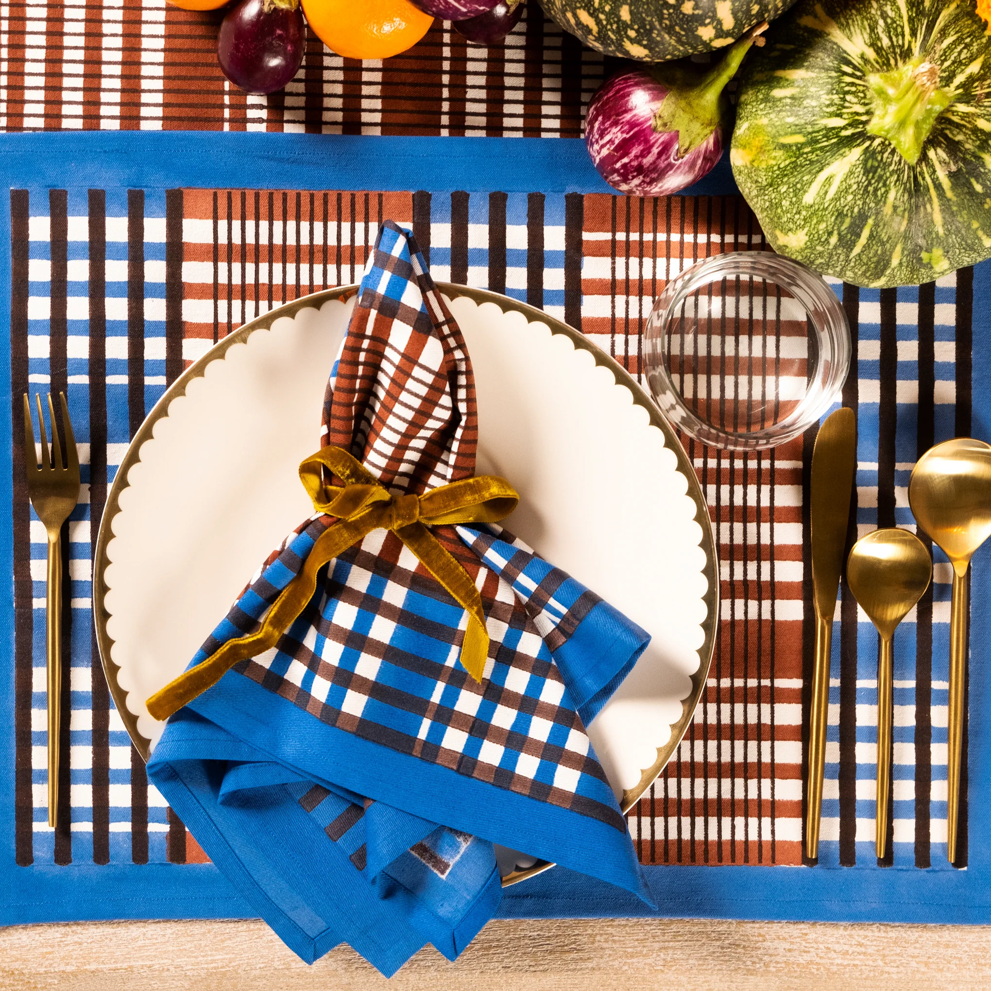 Shetland Plaid Cotton Table Linens - Napkins S/4 - Image 2