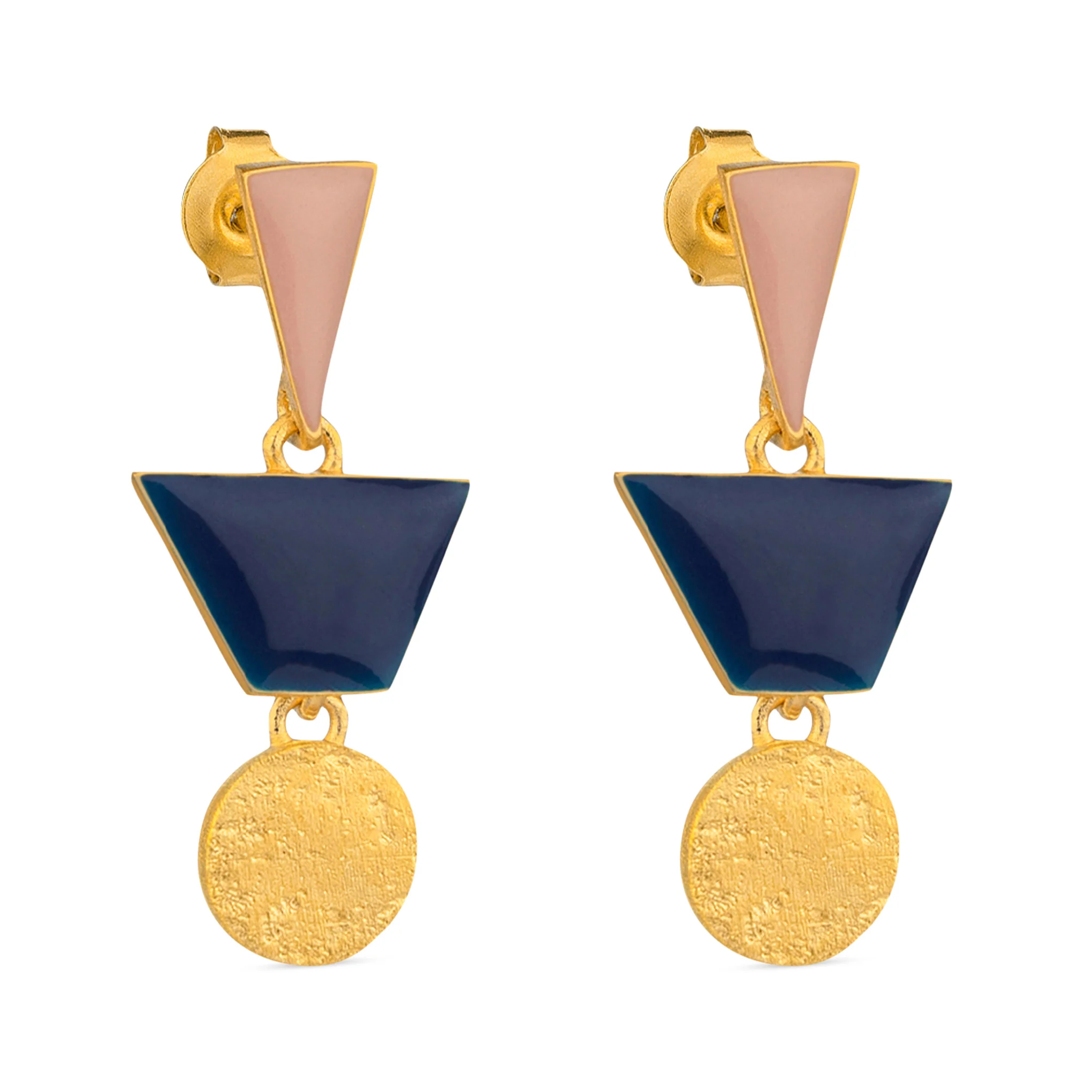 Somni Gold-Plated Pink & Blue Drop Earrings - Image 3