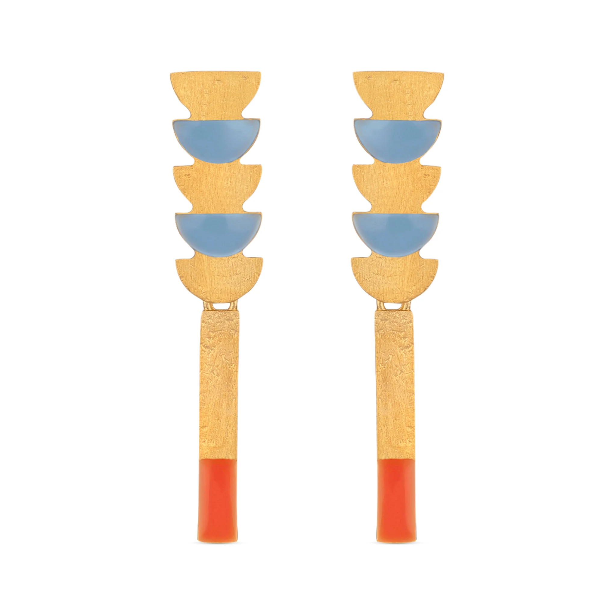 Somni Gold-Plated Red & Blue Long Earrings