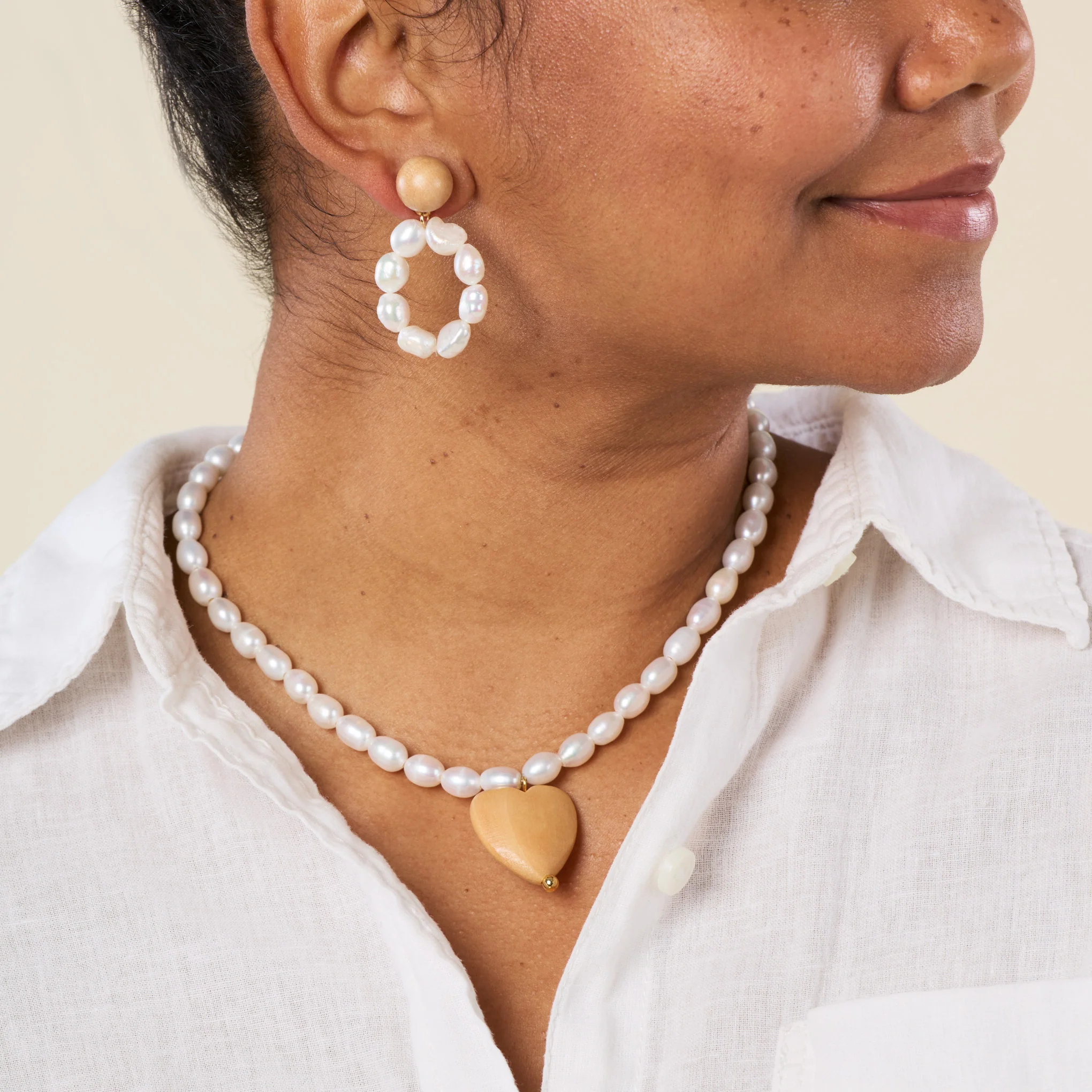 Sophie Monet Pearl Moon Earrings - Image 2