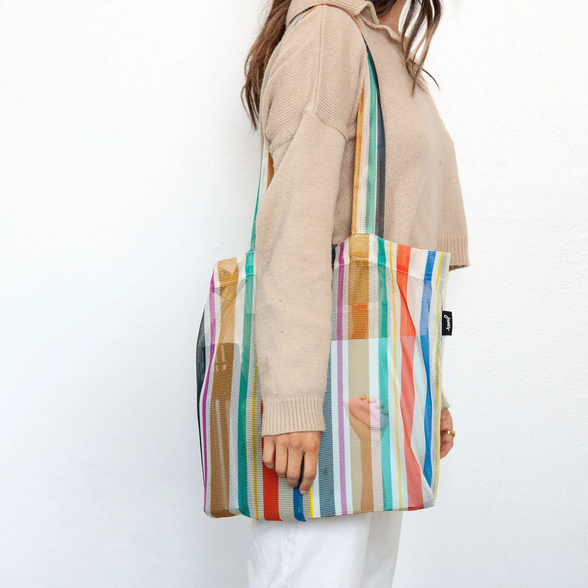 Striped Market Tote Bag - Image 4