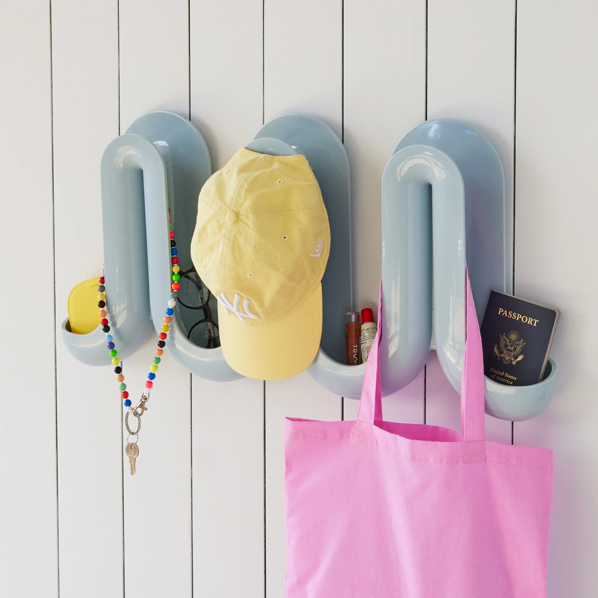 Swell Coat Rack & Wall Organizer - Blue/ Gray - Image 10