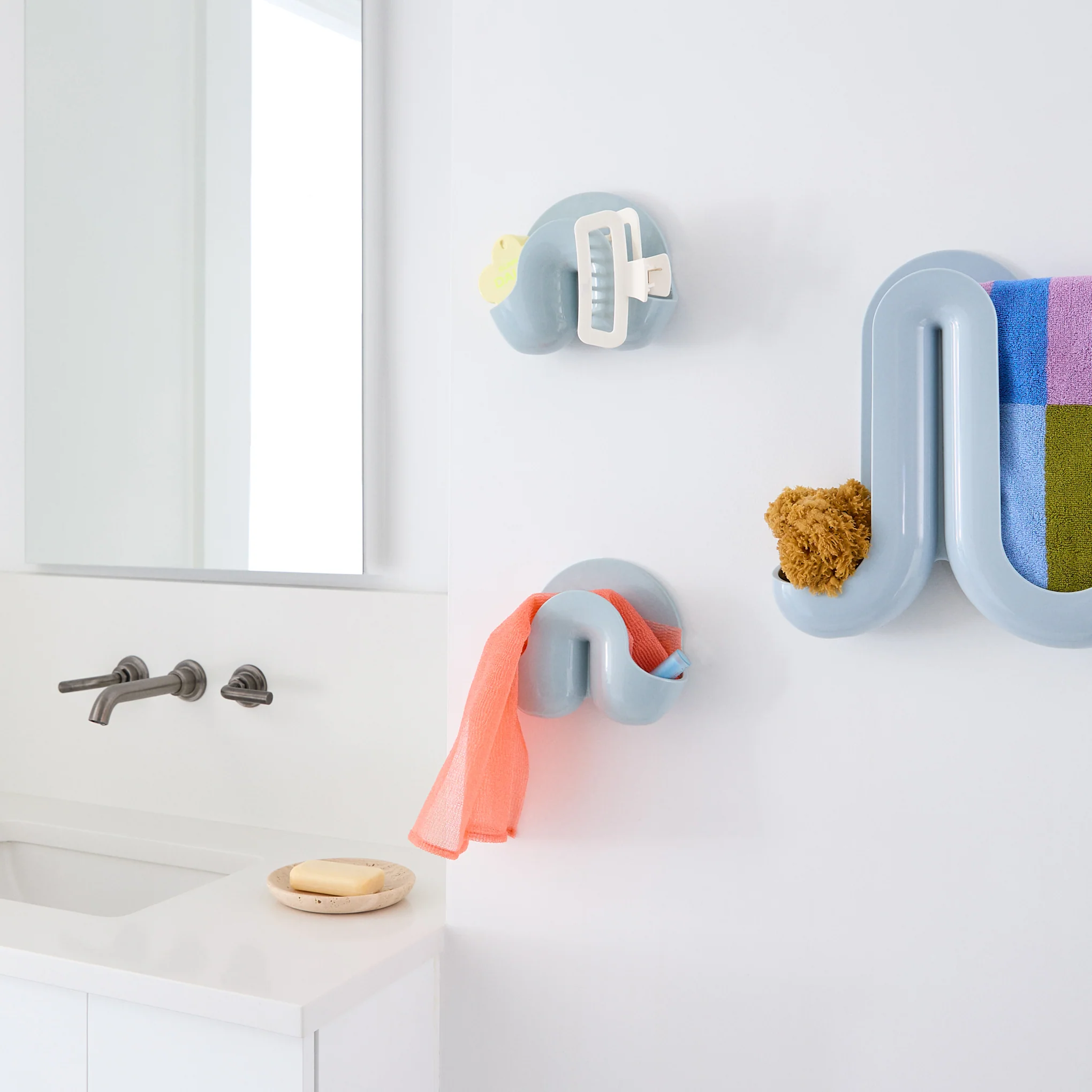 Swell Coat Rack & Wall Organizer - Blue/ Gray - Image 2