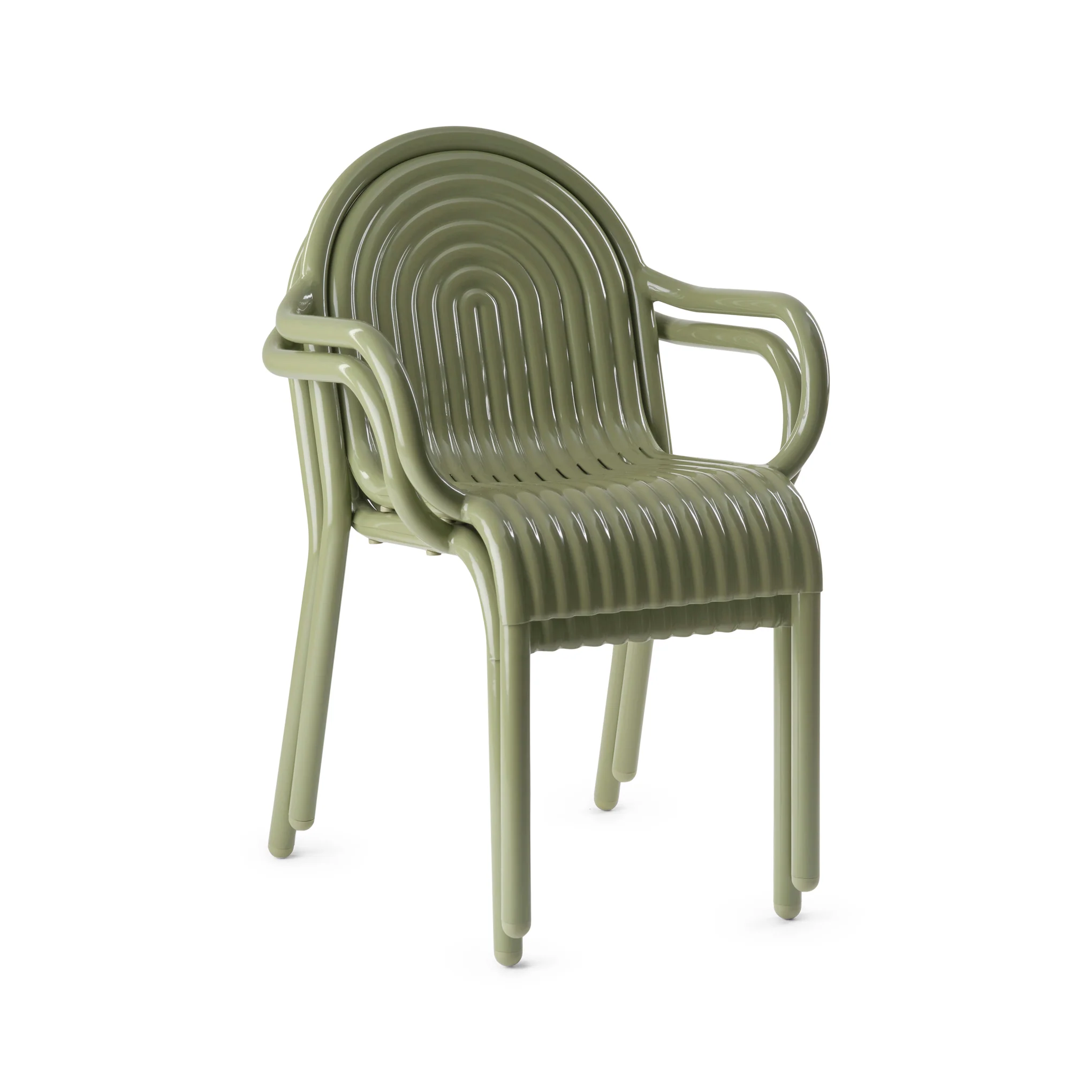 Tom Dixon Groove Outdoor Stacking Armchair - Moss - Image 6
