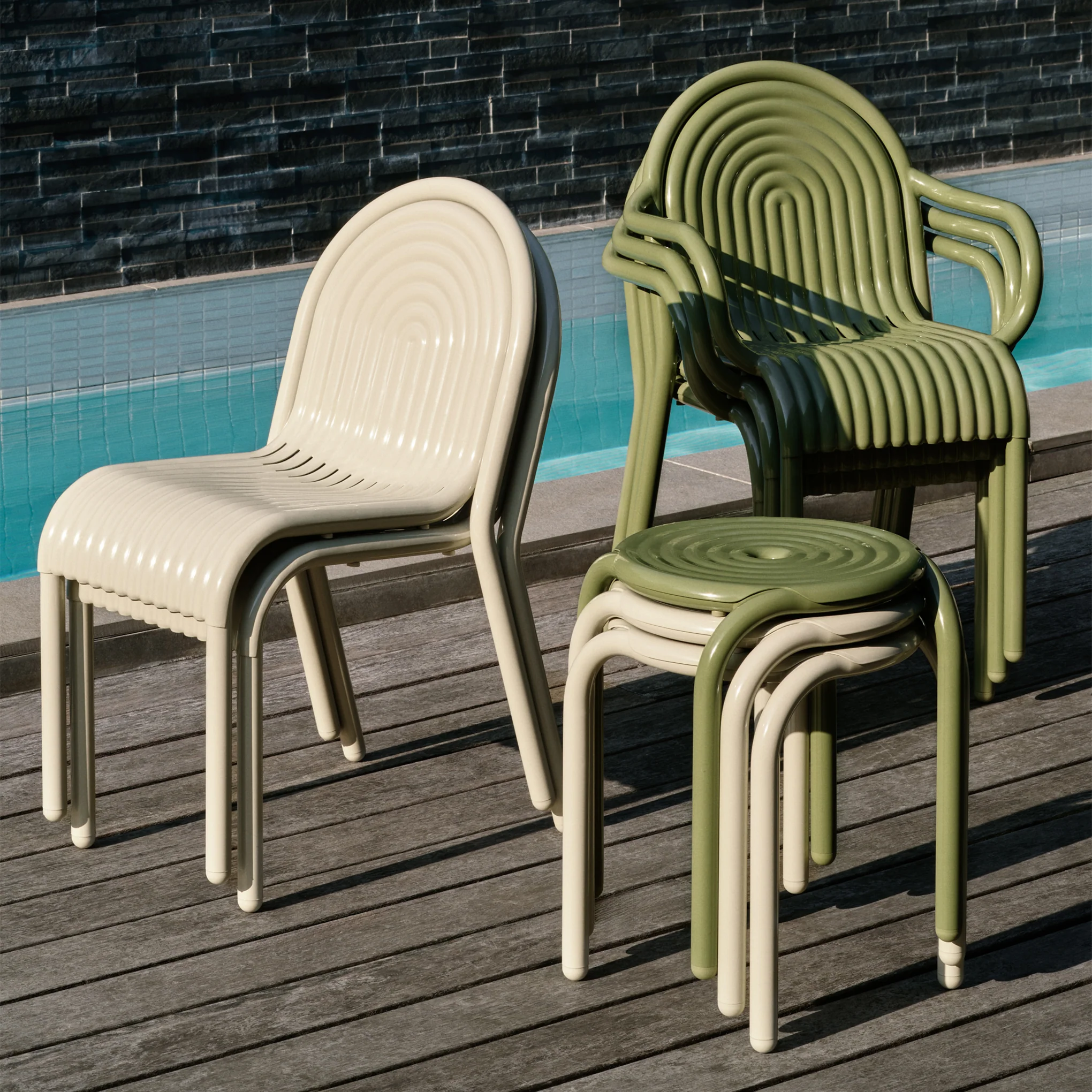 Tom Dixon Groove Outdoor Stacking Side Chair - Putty - Image 3