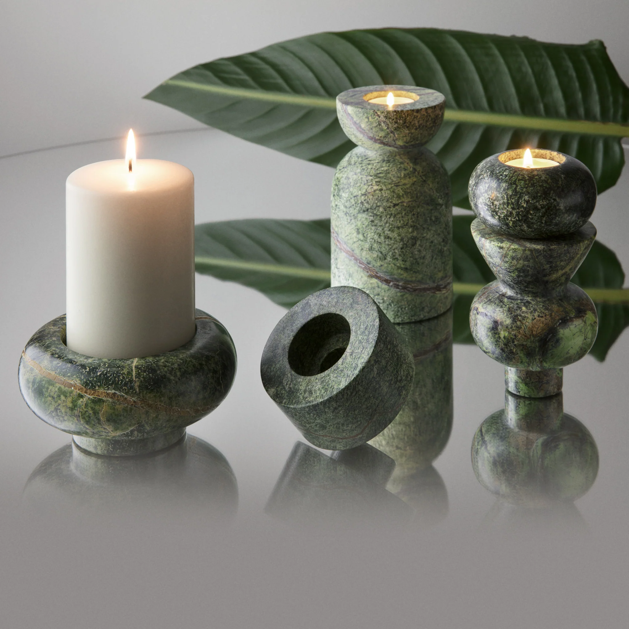 Tom Dixon Stone Stacking Candleholder - Green - Image 2