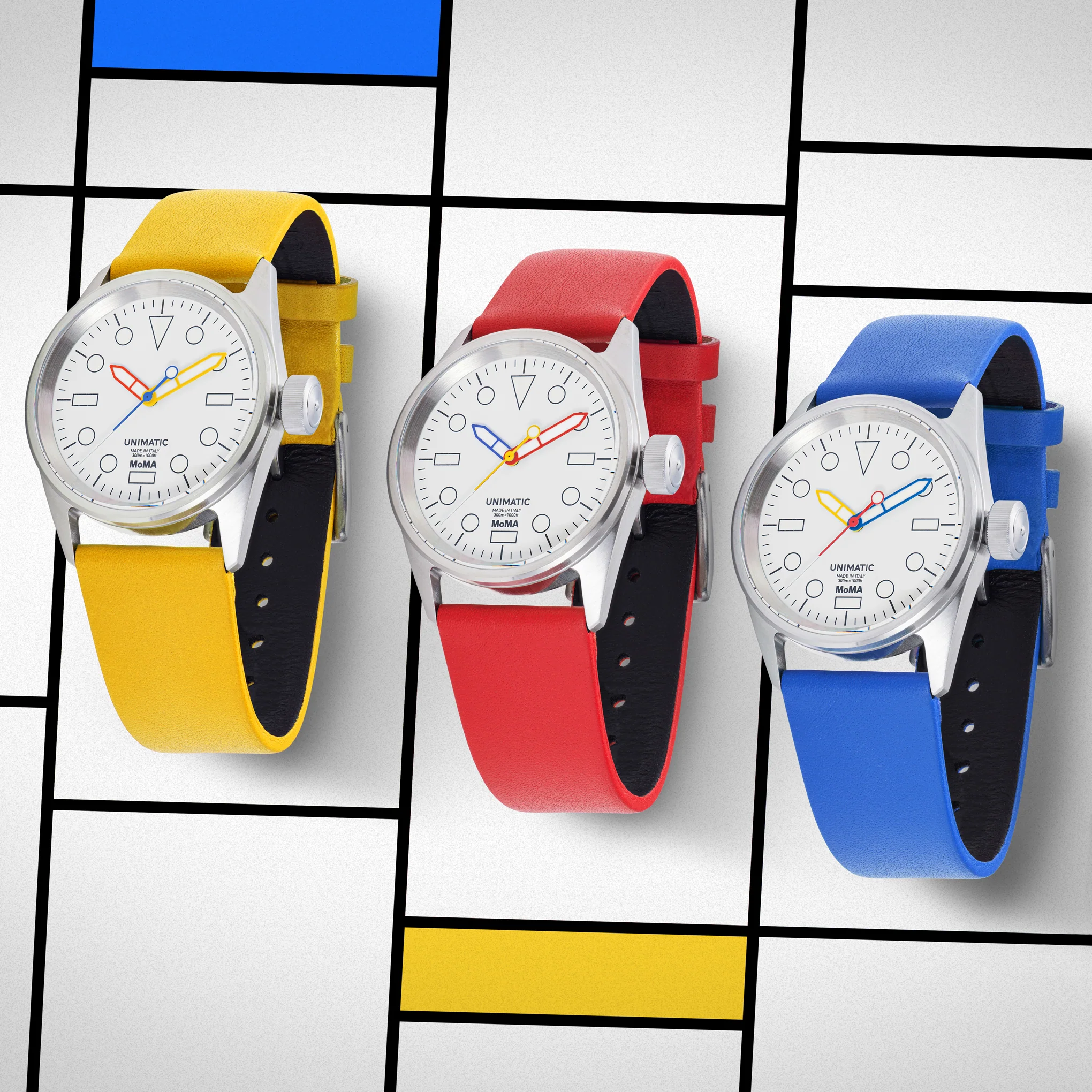 MoMA Unimatic De Stijl Modello Cinque Watch - Yellow - Image 5