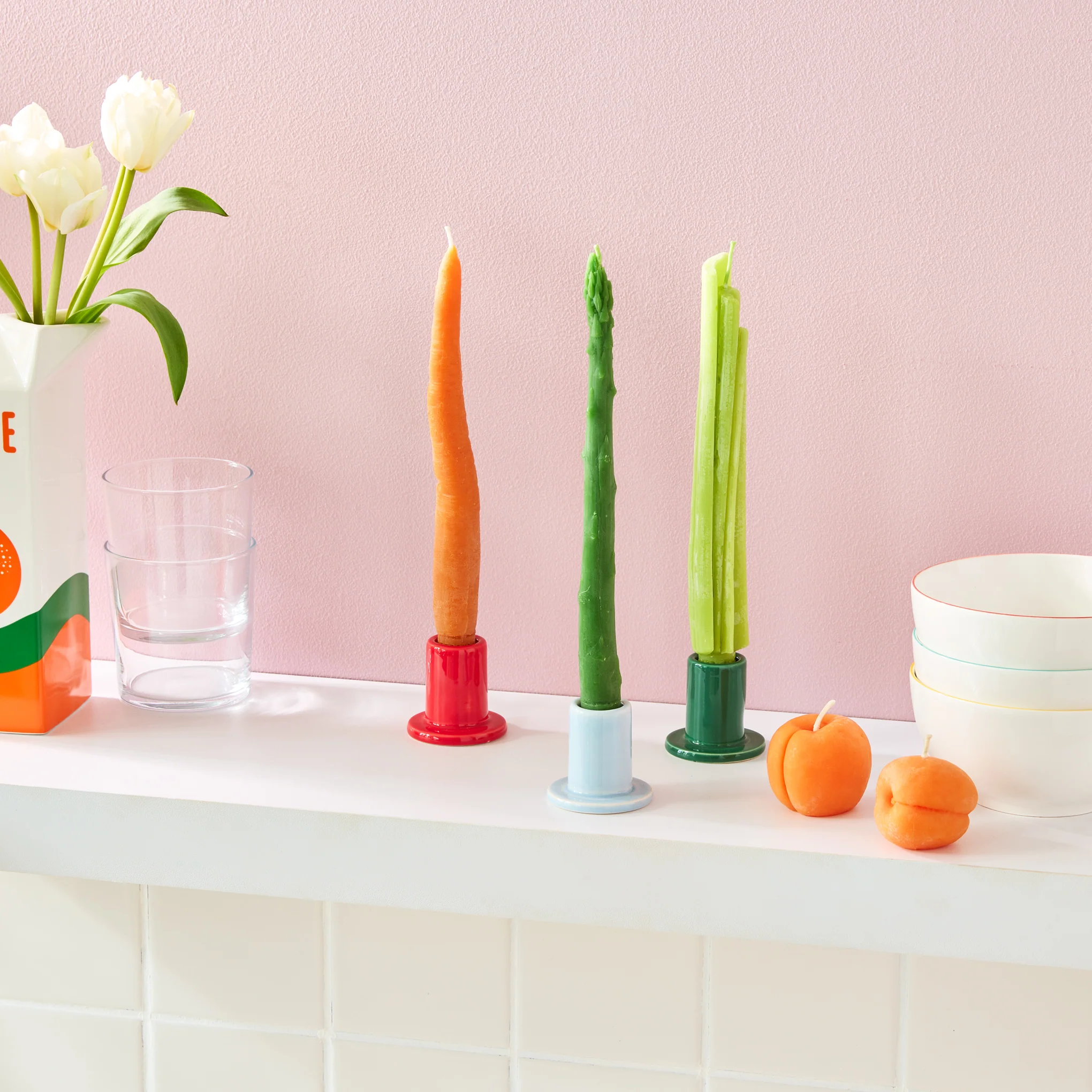 Veggie Taper Beeswax Candles - Set of 2 - Carrot - Image 2
