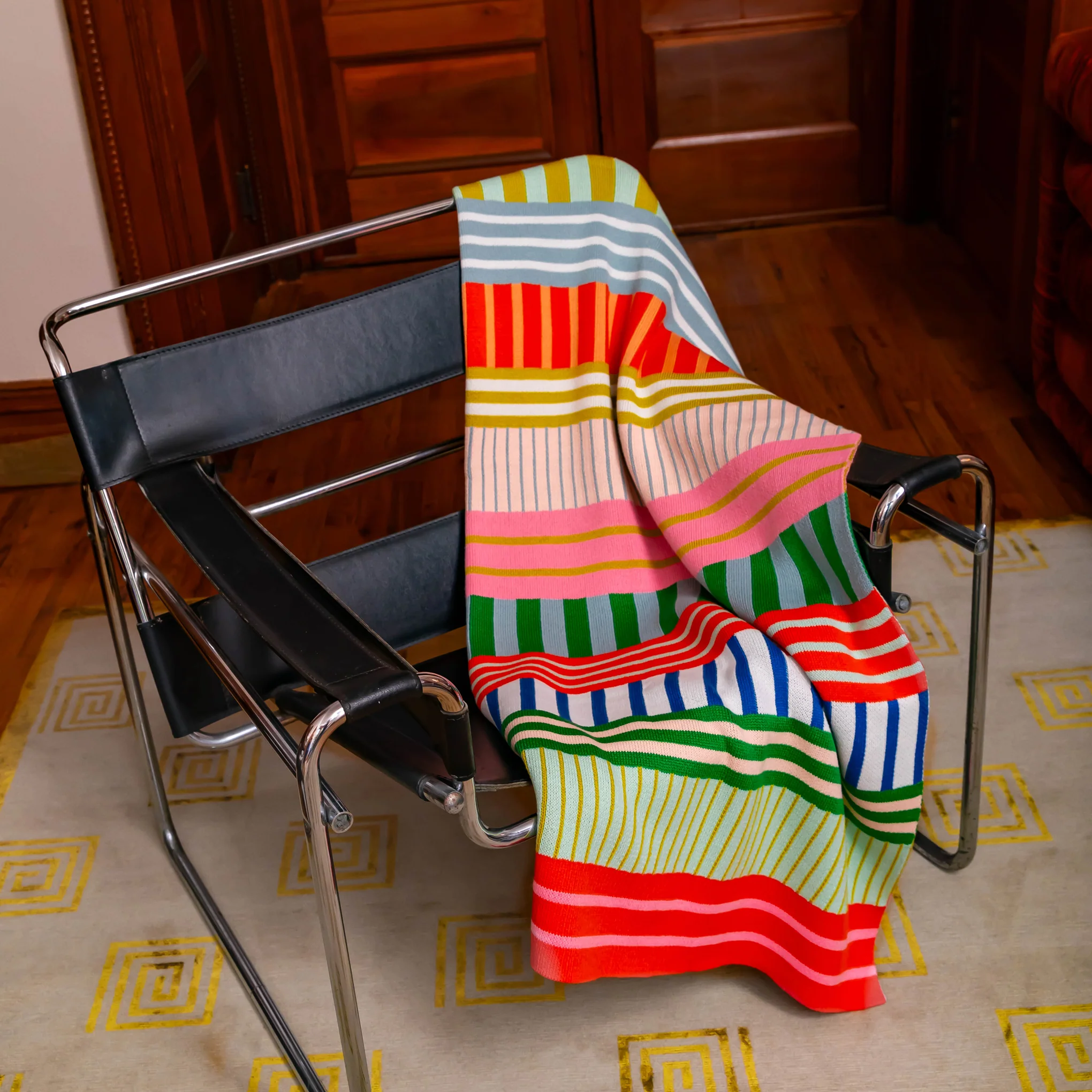 Verloop Patchwork Stripe Throw in Recycled Yarn - Image 2
