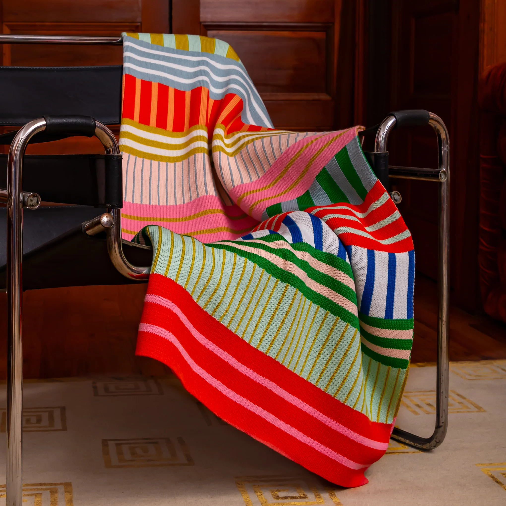 Verloop Patchwork Stripe Throw in Recycled Yarn - Image 4